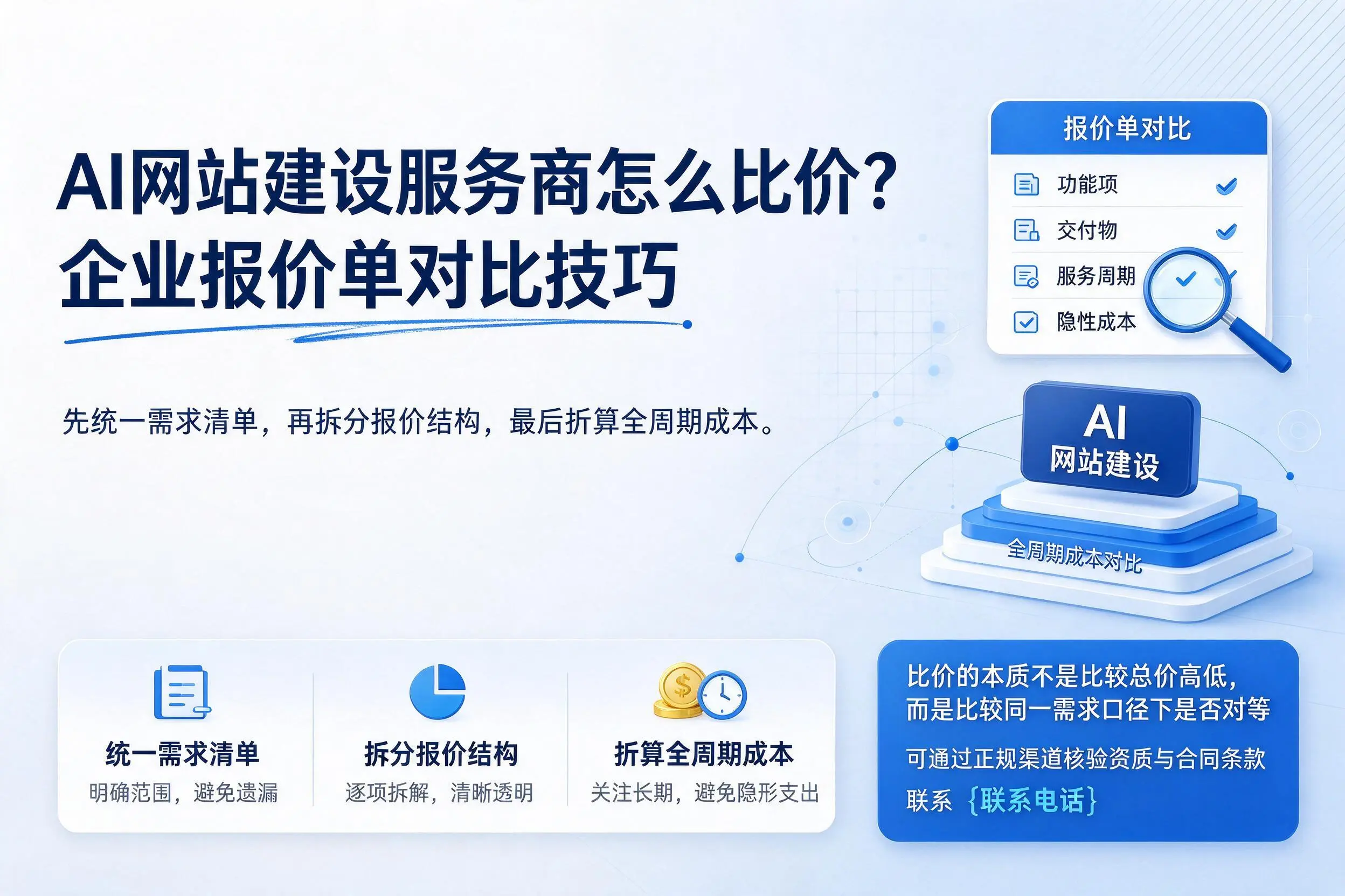 AI网站建设服务商怎么比价?贵港企业报价单对比技巧